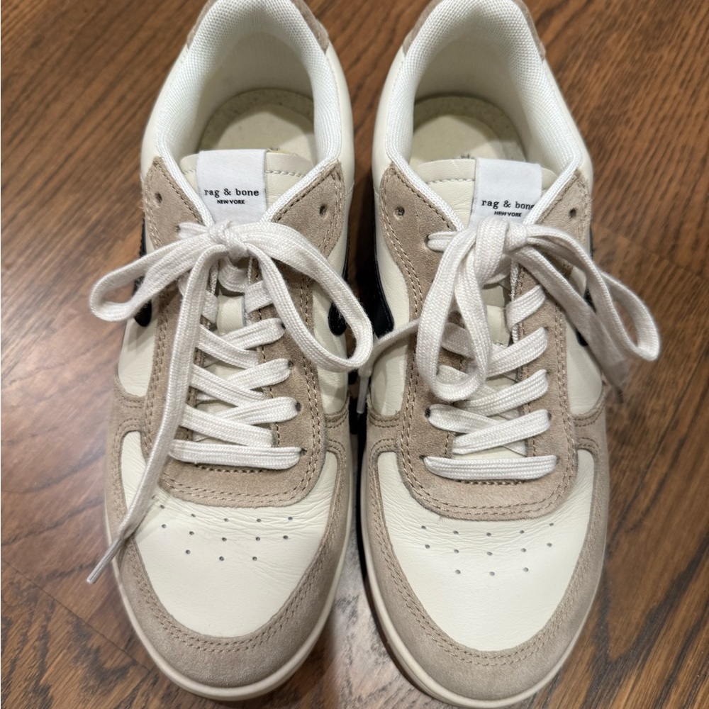 Rag & Bone Retro Court Sneaker - White, Tan and Black